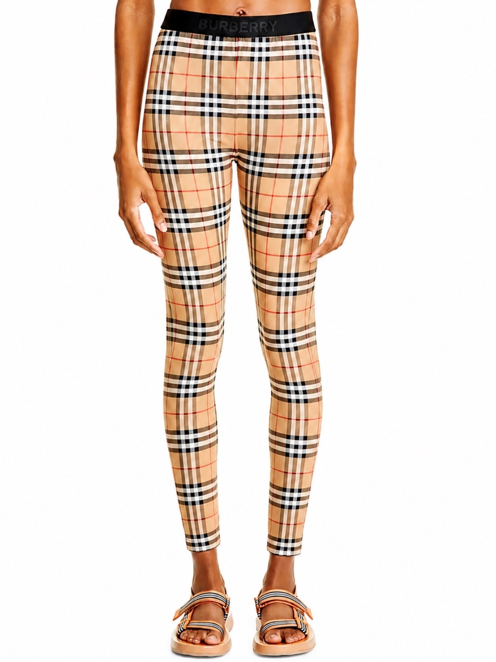 Burberry Check Logo Leggings In Archive Beige Size Small EUC!
